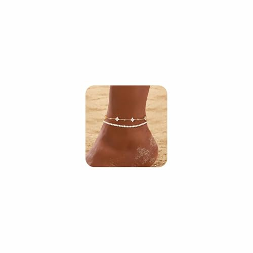 ZNBOH Bracelet de Cheville Femme Argent Sterling 925 Or Chaine de Cheville