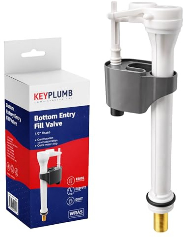 1/2 Toilet Fill Valve WRAS Approved Bottom Entry Cistern Inlet Valve Adjustable Float Brass Thread Fast Fill 3.5L/Min Universal Fit Easy Install 5 Year Guarantee