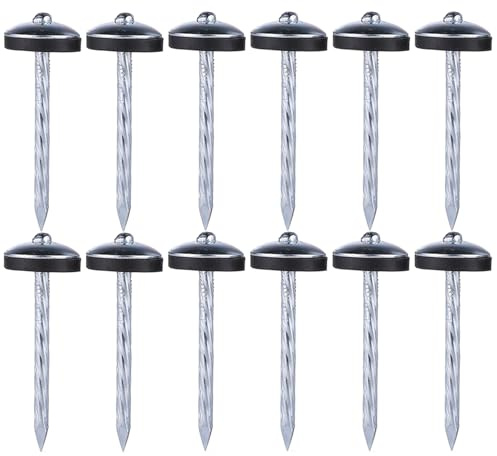 12 Stück Bodenplanen Heringe, Höhe 9cm robuste Metall-Heringe Sturmsicher, Zeltheringe für Zeltteppich Zelt Markise Garten Unkrautmatte Camping