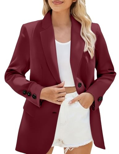 Dam, extra stor blazer, rosa, sweatblazer, sportig, kostymjacka, elegant kavajjacka, långärmad långblazer med knappar, businessblazer, revers damblazer, affärsjacka, ledig jacka, övergångsjacka