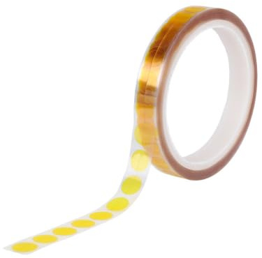 WETEC Polyimid-Klebepunkte, 1.000 St. auf Rolle, 12 mm (Kapton-Klebepunkte Abdeckband Lötabdeckband Ronden Temperaturbeständig) Material: Polyimid/Trägermaterial: Silikon/Kern-Ø: 76 mm