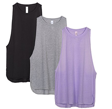 icyzone Damen Sporttop Locker 3er Pack - Leichte Yoga Fitness Oberteil | Sport Tank Top für Damen, Racerback und Großzügige Armausschnitte, Natürlich Weich, Atmungsaktive
