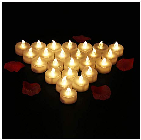 Led Tea Lights LED Candles, Glamouric Flickering flameless Tea Lights for Halloween Merry Christmas Festivals House Wedding Anniversary Party Decoration (24 Packs, Batteries Included)