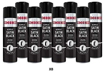 Simoniz Acrylic Satin Black Spray Paint 8x 500ml