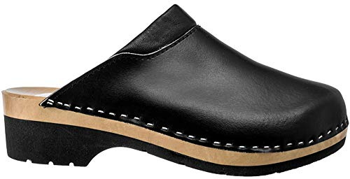 ESTRO Sabots Femme en Cuir Chaussures Hôpital Mules Femmes Sabots Orthopédiques CDL02 (38, Noir 1)