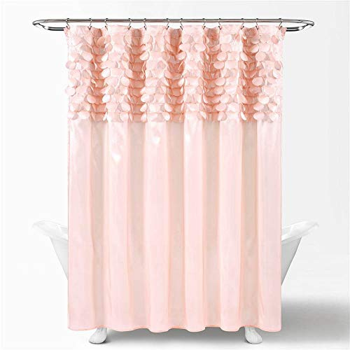 Lush Decor, Blush Lillian Duschvorhang, strukturiert, schimmerndes Kreis-Design, Badezimmer, 183 x 183 cm