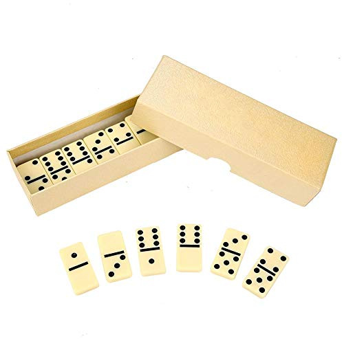 Hztyyier 28 Stücke Domino Set Professionelle Pädagogische Doppel Sechs Domino Holz Premium Box für Mädchen Party Favors