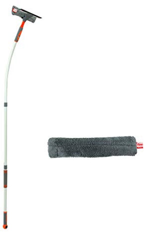 HALIMPIAR Limpiacristales, Profesional Ajustable Alto Ventana Superficie De Vidrio Cepillo De Limpieza, Poste De Extensión Depurador De Microfibra (Color : A+Cleaning Cloth)