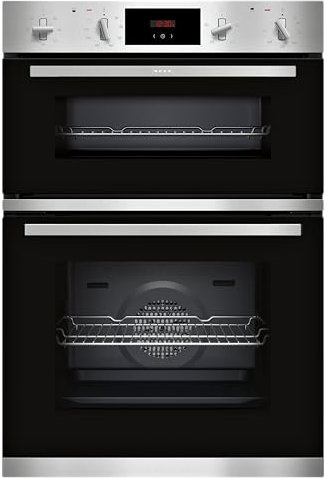 NEFF U1GCC0AN0B Double Oven with LCD Display, Stainless Steel and Black, Integrated, 88.8 x 59.4 x 55cm (H x W x D)