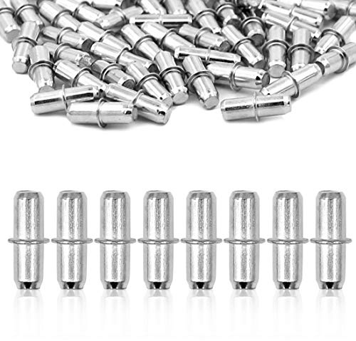 100 Stück silberne Regalstützen Klammern für Regale, Möbel, Schrank, Bücherregal, fixiert (5 mm)