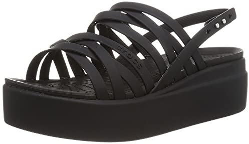 Crocs Women's Brooklyn Strappy Low Wedge Sandals, Black, 7 UK