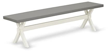 East West Furniture XB097 X-Style mitten av århundradet modern matbänk med massivt träsäte, 183 x 45 cm, flerfärgad