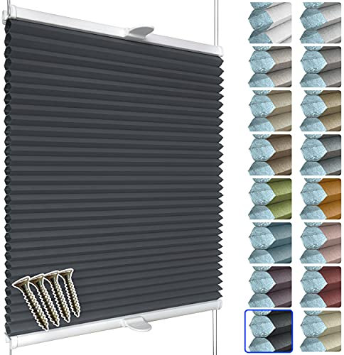 SchattenFreude Waben-Plissee nach Maß für Fenster & Tür | 100% verdunkelnd/Blackout | Zum Anschrauben in der Glasleiste | Dunkelanthrazit (Weiße Rückseite), Breite: 70-90cm x Höhe: 30-100cm