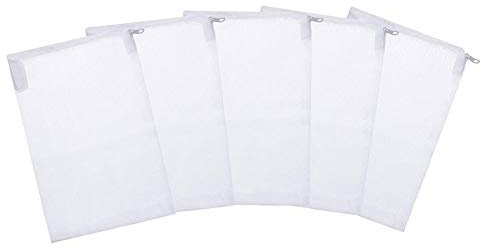 Aquarium Filterbeutel Aquarium Fein Micron Medien Mesh-Filterbeutel wiederverwendbarer Nylon-Beutel der mit Reißverschluss für Fish Tank Bio Ball, Aktivkohle, Aktivkohle-Keramik-Ringe 5pcs Weiß