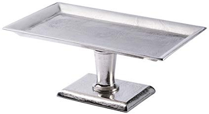 MichaelNoll Etagere XL Dekoteller Schale - Servierplatte Groß aus Metall Aluminium - Silber Deko Luxus - Tischdeko Hochzeit - Dekoration für Wohnzimmer, Esszimmer oder Küche - 40 cm