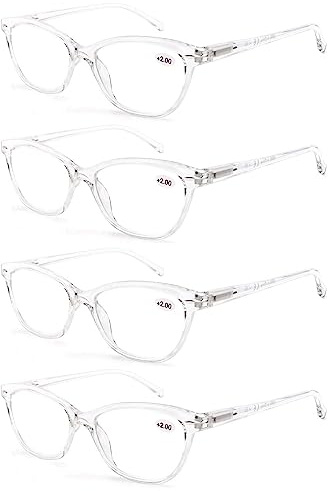 HEEYYOK 4 Pack Lesebrille Damen,Leichte Lesebrille,Schicke Lesebrillen,Ausgefallenes Muster,Tolle Farben,Gut verarbeitet