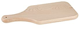 Planche à découper style rustique en frêne brut massif avec manche, gorge et réserve à sauce (M (38x18x2cm))