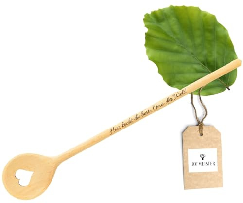 HOFMEISTER® Kochlöffel Holz mit Herz – Geschenk-Kochlöffel aus Buche, 30 cm, hitzebeständig und schonend für beschichtete Töpfe, Handarbeit (1 Stück)