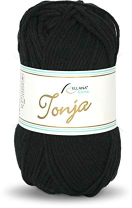 Rellana Tonja,Schulgarn,Baumwollgarn,100% Baumwolle,Topflappengarn,50gr. 85m, (302 schwarz)
