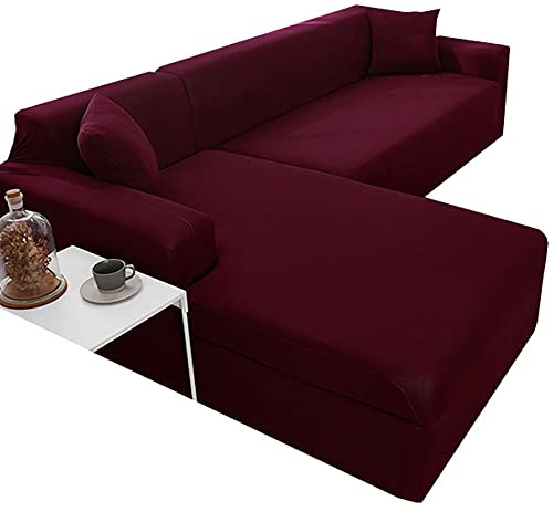 VEAI Sofabezug L Form Couchbezug Sofahusse Eckcouch Rechts/Links Elastische Stretch Sofa Überwürfe Für 1/2/3/4 Sitzer Sofa Abdeckung U Form Hund Katze Couch Bezug (Color : U, Size : 90-140cm)