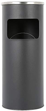 Standaschenbecher, mit Inneneimer, 30 Liter, Mülleimer mit aufgesetztem Aschenbecher, Standaschenbecher mit integriertem Papierkorb, Mülltonne inkl. Aschersäule, Metall