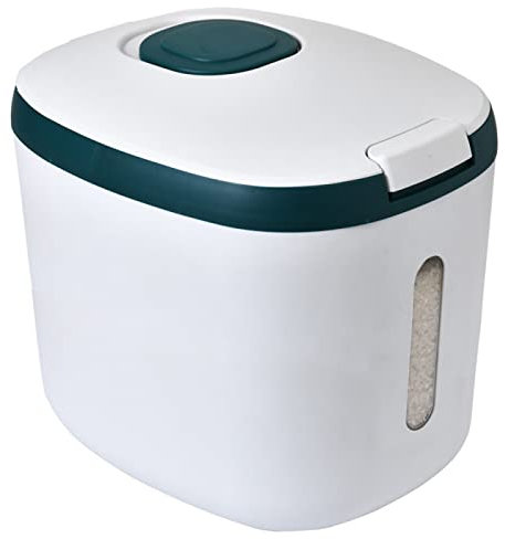 Reisspender Reisbehälter Reisaufbewahrung Küchenbehälter Reisspender 10kg Heimaufbewahrung Hundefutter Aufbewahrungsbox Eimer Nano Reisbox Getreideversiegeltes Glas,Weiß,10 Kg 32 CM * 26 CM * 22 CM