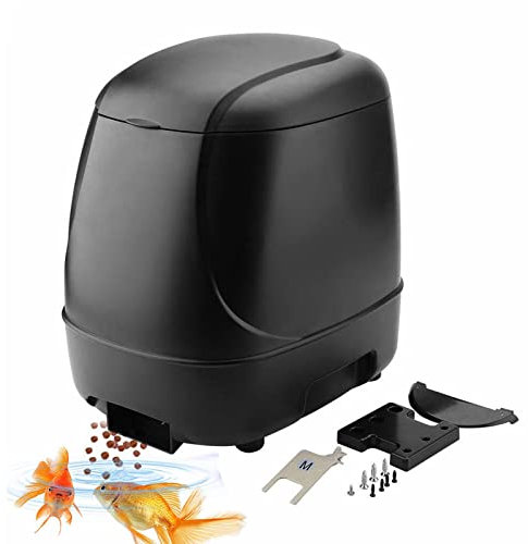 10L Automatic Fish Feeder, Pond Feeder,Outdoor Fish Food Dispenser, Large Moisture Proof Timer Feeding Auto Fish Feeder with LCD Display for Tank Aquariums Garden Pond,Up to 4 feedings