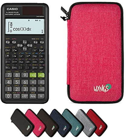 Casio fx-991ES Plus 2nd Edition inkl. WYNGS Schutztasche Pink - Wissenschaftlicher Taschenrechner - Basic Set