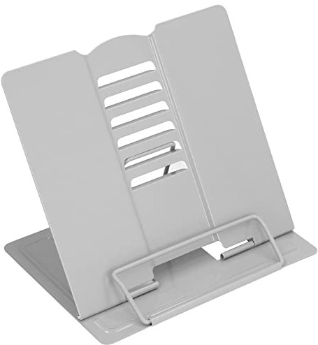 HERCHR Schreibtisch-Buchständer, Dokumentenhalter, Metall-Leseablage, Buchhalter, Verstellbarer Höhenwinkel, Faltbarer tragbarer Buchständer(grau)