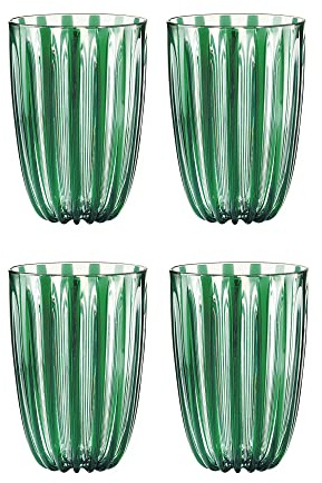 Guzzini Juego de 4 vasos de bebida para agua y bebida Dolcevita 12390069 transparente verde esmeralda plástico orgánico 470 cc