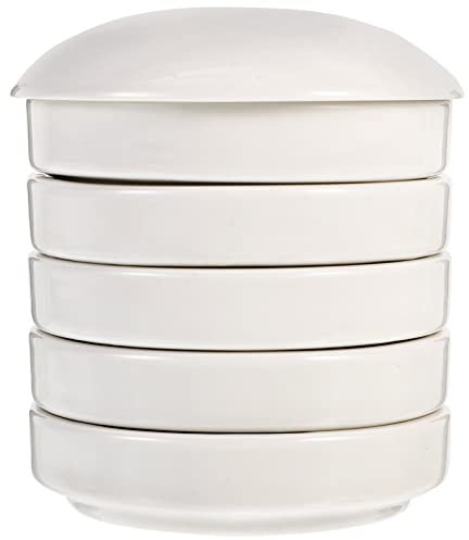 Pigment Mixing Plates 1 Set 5 Layers Ceramic Watercolor Paint Palette with Lid Color Mixing Trays Round Paint Palette Sauce Dish for Artists Students Paint Color Mixers