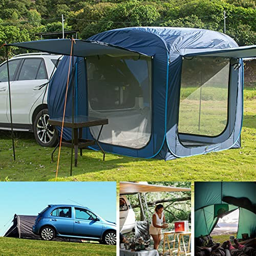 json2xml Heckklappe Schatten Markise Zelt-SUV Universal, Outdoor-Pop-Up-Zelt Für 4 Personen Familie Mit 3 Mesh-Tür,Tragbare Schnelle Öffnung Zelte Für Camping&Entspannung Im Auto,6,5ftx6,5ftx6,4ft