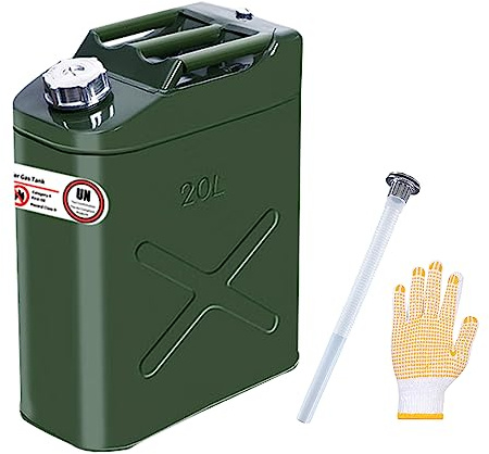 Zemoeng 20L Metal Jerry Can Petrol Can with Flexible Spout for Diesel, Petrol - UN Approved Fuel Can