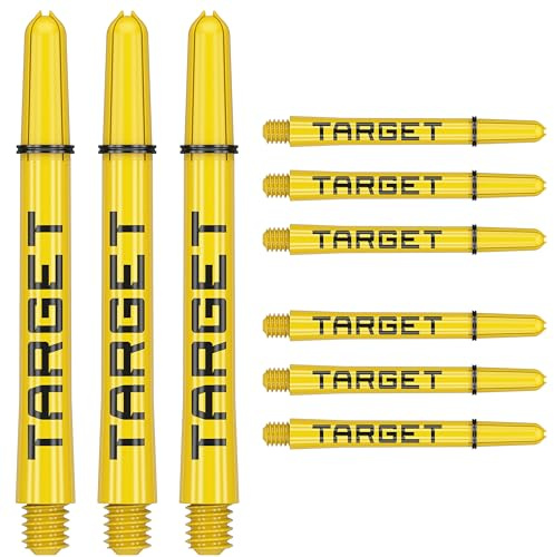 Target Darts Pro Grip Tag Shaft (9-pack) multipack axlar, professionella darttillbehör, dartaxelset – svart och gul, medellängd