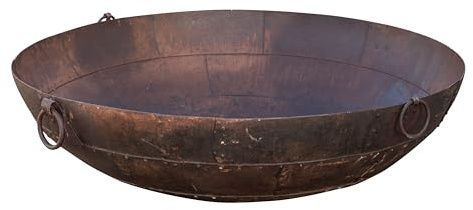Biscottini Braciere da giardino in ferro battuto 175,5x175,5x52,5 cm - Bracere da esterni vintage effetto ruggine - Braciere barbecue per giardini e terrazze