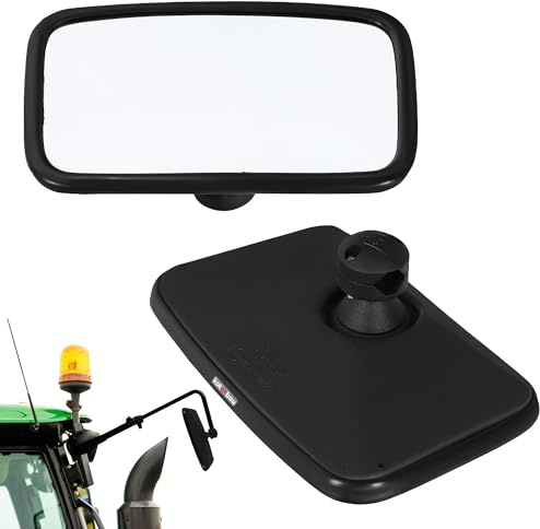 KOTARBAU® Traktor Spiegel Universal 25x16,5 cm, Rückspiegel Traktor | Außenspiegel links/rechts, für Landwirtschaft, Konvex Spiegel Traktor mit Halterung für ⌀ Spiegelarm 10-24 mm, PVC, Schwarz