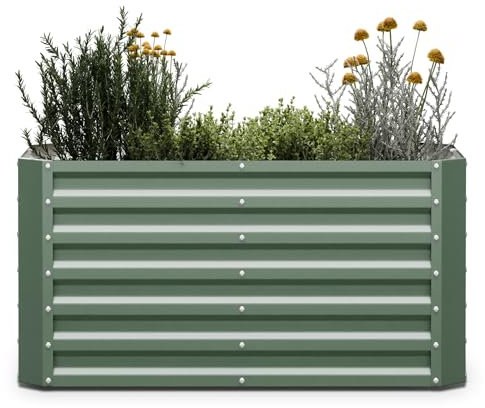blumfeldt High Grow Straight Hochbeet, Ergonomisches 575-l-Gartenbeet aus Rostfreiem Galvalume-Stahl für Gemüse und Kräuter – Rückenschonendes Design, Einfache Montage, Frostsicher und Kompakt