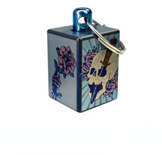 Couleur Rose Crâne TC4 Géométrie Cylindrique Carré Paracord Couteau Perles, Titanium EDC DIY Bracelet Outil Extérieur Sac à Dos Lampe de Poche Porte-clés Voiture Pendentif Zipper Accessoires, Titane