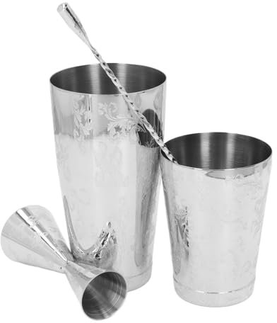 Juego de mezclador de bebidas con coctelera de Martini, juego de coctelera profesional Boston, juego de coctelera Boston multifuncional de acero inoxidable 304 con estampado (Type 1)