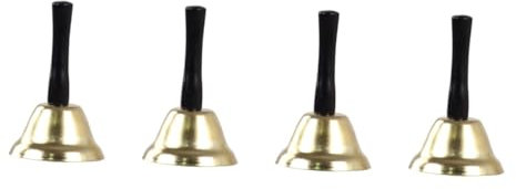 NUOBESTY 4 stycken extra hög handklocka med trähandtag metallisk bordsklocka för middag och meditationsbön praktisk och dekorativ