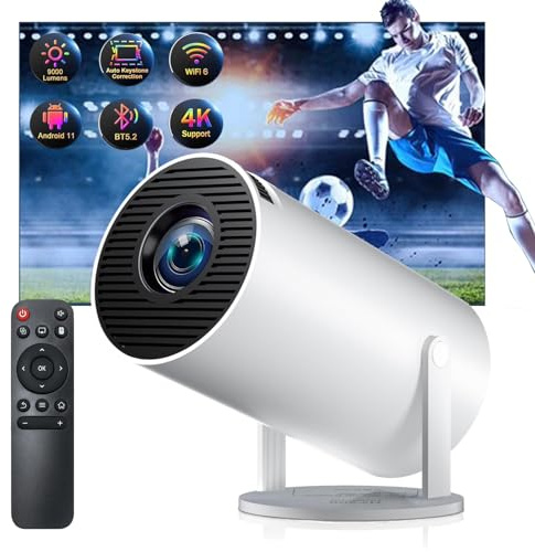 Portable Projector 4k, Mini Projector Bluetooth With Wifi 6 And Android 11, Smart Projector Auto Horizontal Correction, Hy300 Pro Mini Projector Portable, For Home, Bedroom