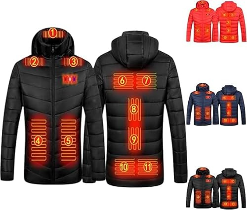 Veste Chauffante USB, Doudoune Manteau Chauffant Électrique Hommes Femmes Lavable avec 3 Niveaux de Chauffage et 15 Zones Chauffage pour Ski Pêche Randonnée Plein Air Pas Cher Blouson