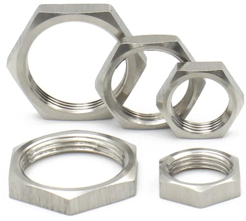 KVLHCSVA 5 Stück 304 Edelstahl Sechskant-Sicherungsmutter M8 M10 M12 M14 M16 M18 M20 M22 M24 M25 M30 Rohrverschraubung Steigung 1 mm 1,5 mm metrische Innengewinde