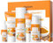 QUIYUM Set de Cuidado de la Piel con Curcuma Vitamina C, 5 Piezas Kit Skincare Facial Mujer Completo, con Leche Limpiadora Facial Tónico Crema para Ojos Suero y Crema Facial