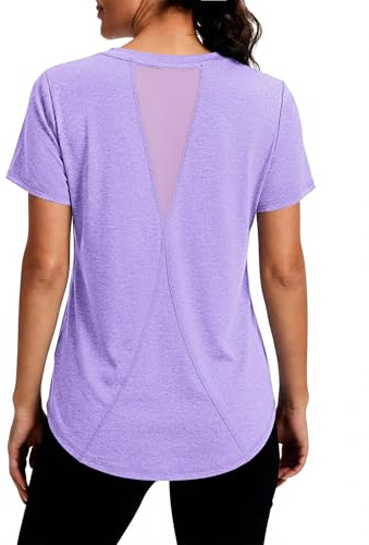 Gyabnw Camiseta Deportiva Mujer Manga Corta Cuello V Secado Rápido | Manga corta, cuello V, tejido de secado rápido, para entrenamiento y fitness, estilo deportivo funcional, uso frecuente