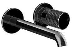 Gessi Habito 70588 - Miscelatore monocomando per lavabo, senza scarico, sporgenza 171-201 mm, montaggio a parete, RIGATO 70588, colore: Metallo Nero PVD