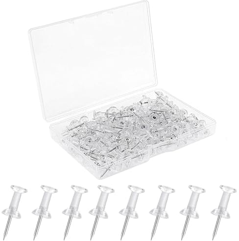 100Pcs Premium Thumb Tacks Pins for Notice Board, Drawing Pins, Board Cork Wood Wall Bulk with Storage Box