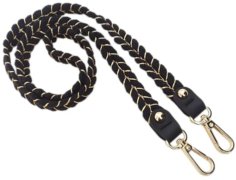 Anevous Collana da donna in corda di cotone da 80 cm, tracolla a tracolla, catena di ricambio per borsa a mano, catena per cellulare, colore nero
