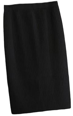 Gonne Lavorate A Maglia da Donna - Gonna Lunga da Donna in Maglia Calda E Spessa, Autunno Inverno, Elastica, Sottile, per Ufficio, Feste, Moda, Classico, Streetwear, Nero, XXL