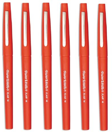 Paper Mate Flair - Rotuladores de punta media (6 unidades), color rojo